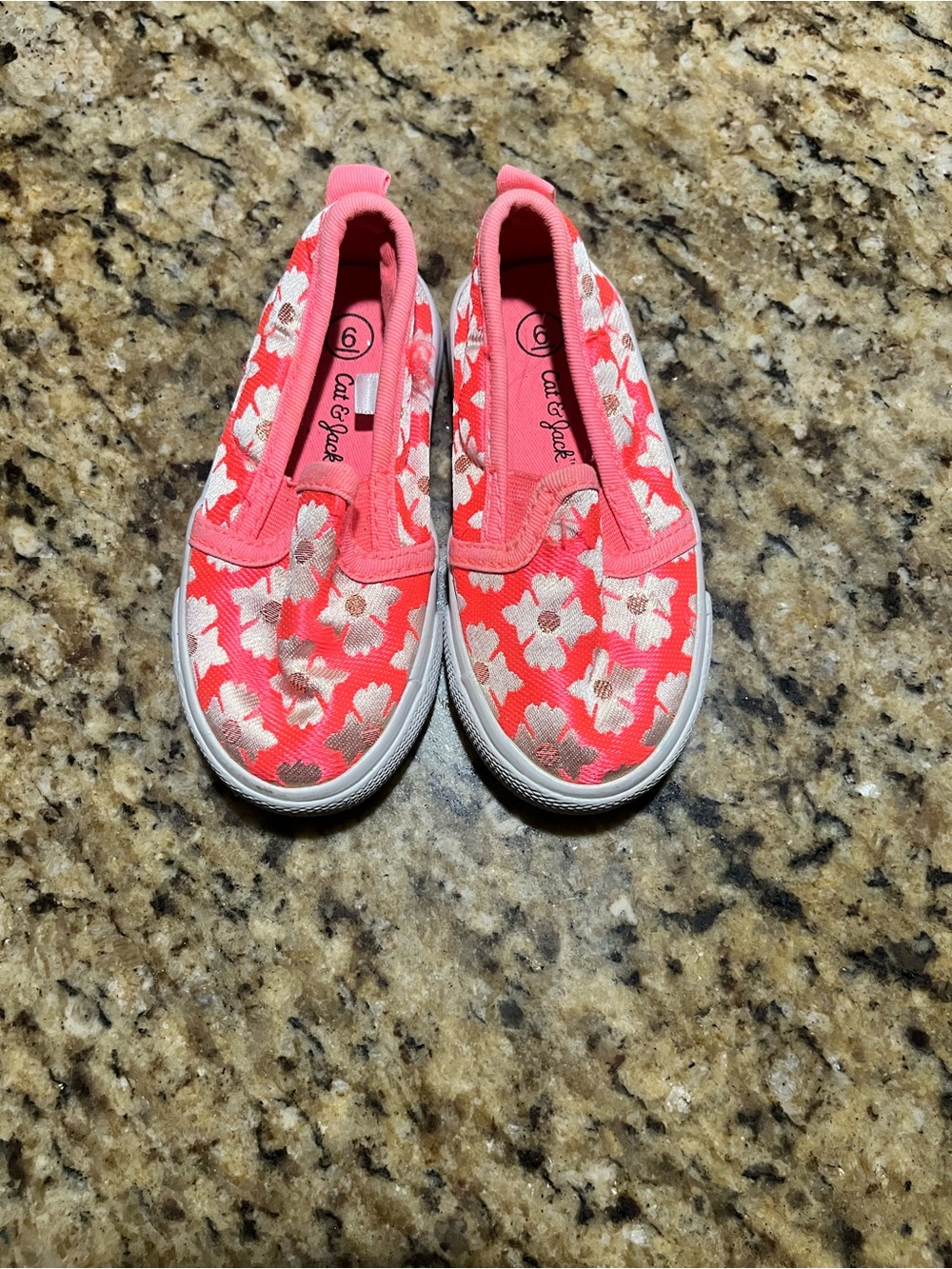 Cat & Jack Coral Pink Floral Slip-On Sneakers for Kids
